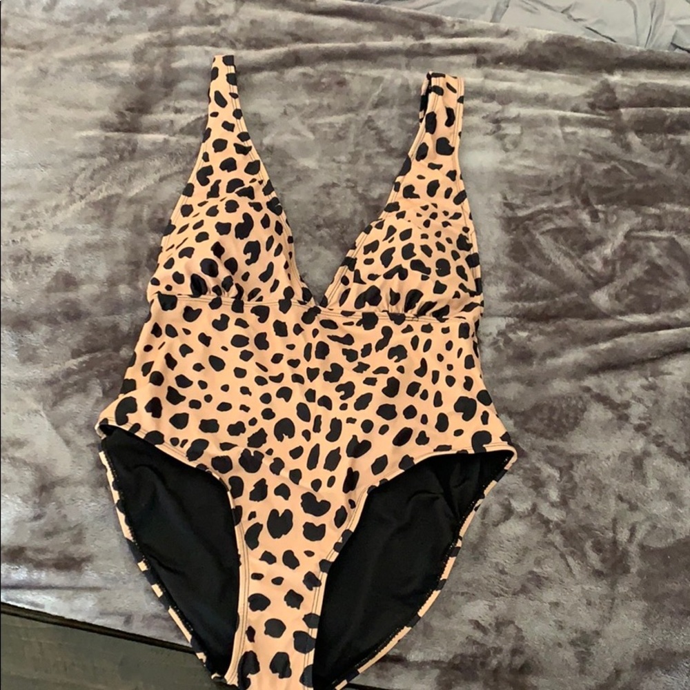 Leopard Low Cut One Piece Swim Suit